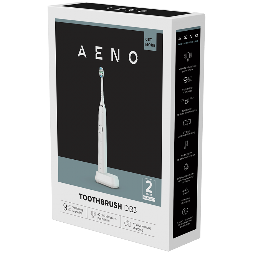 Aeno DB3 White Sonic Toothbrush 46000 RPM 9 Modes IPX7