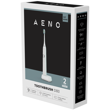 Aeno DB3 White Sonic Toothbrush 46000 RPM 9 Modes IPX7