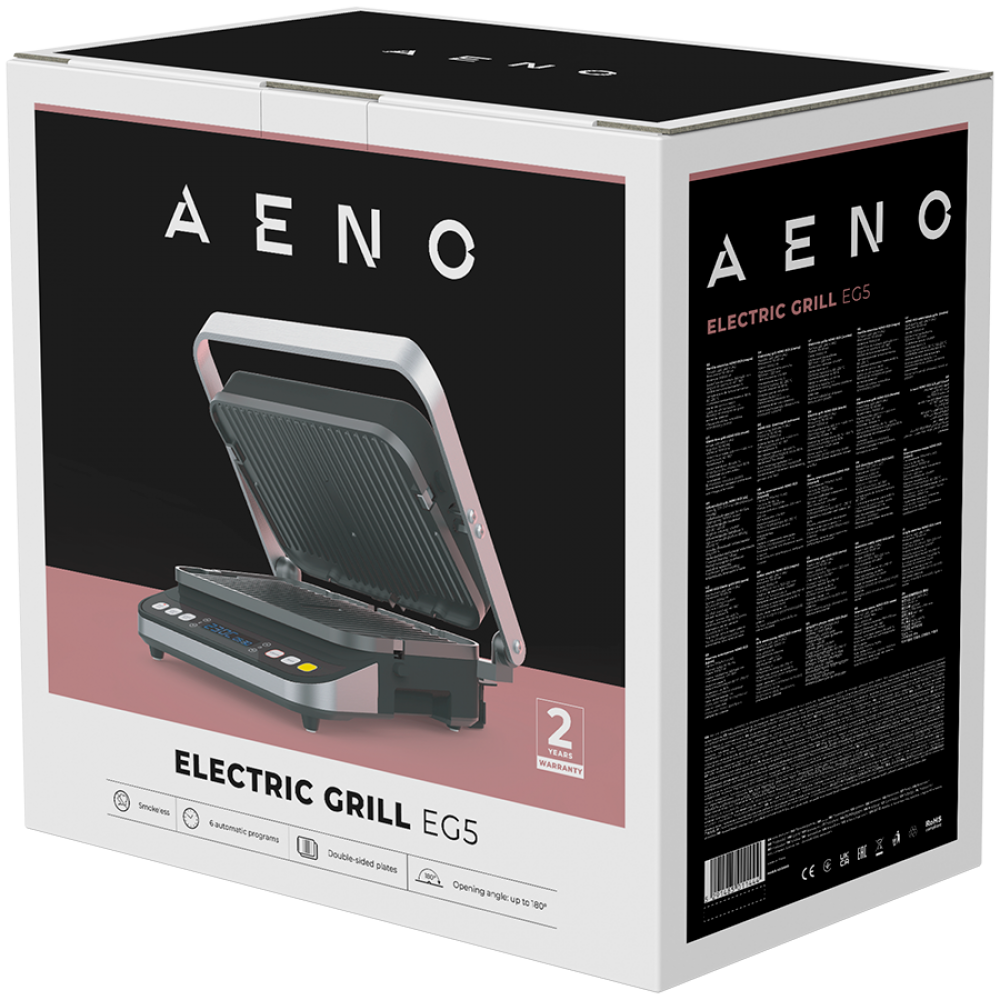 Aeno EG5 Black 2000W Electric Grill, 6 Programs, 320x220