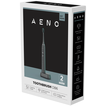 Aeno DB5 Schallzahnbürste, 46000 U/min, 5 Modi, IPX7, Schwarz