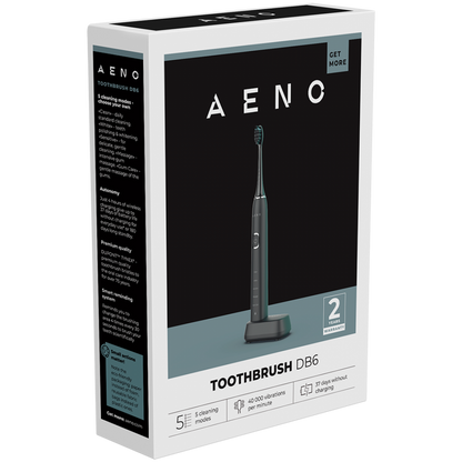 Aeno DB5 Schallzahnbürste, 46000 U/min, 5 Modi, IPX7, Schwarz