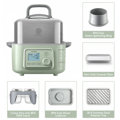 Buydeem G564 5L Electric Food Steamer, Green