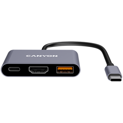 HUB 3-in-1 USB C tragbar Canyon DS-4 grau