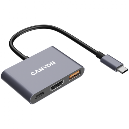 HUB 3-in-1 USB C tragbar Canyon DS-4 grau