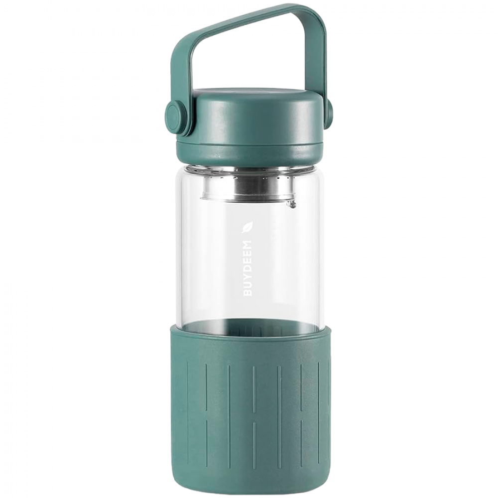 Buydeem DG42 Green Glass Bottle with Tea Infuser 300 ml