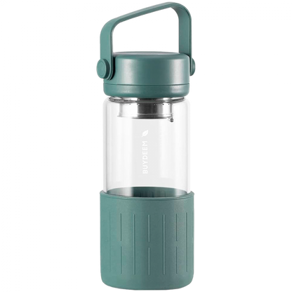 Buydeem DG42 Green Glass Bottle with Tea Infuser 300 ml