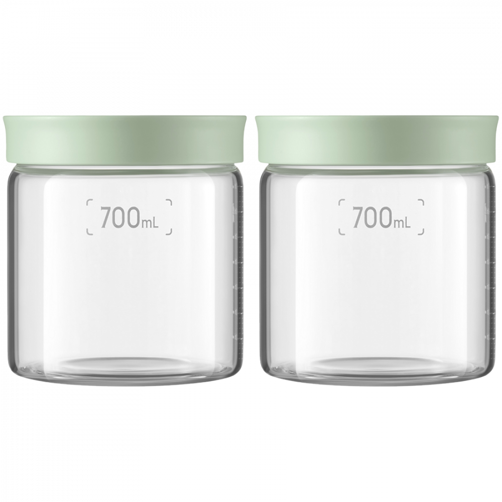 Buydeem CS1014 Grüne Glasgefäße 700 ml (2er Set) mit Deckel