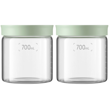 Buydeem CS1014 Grüne Glasgefäße 700 ml (2er Set) mit Deckel