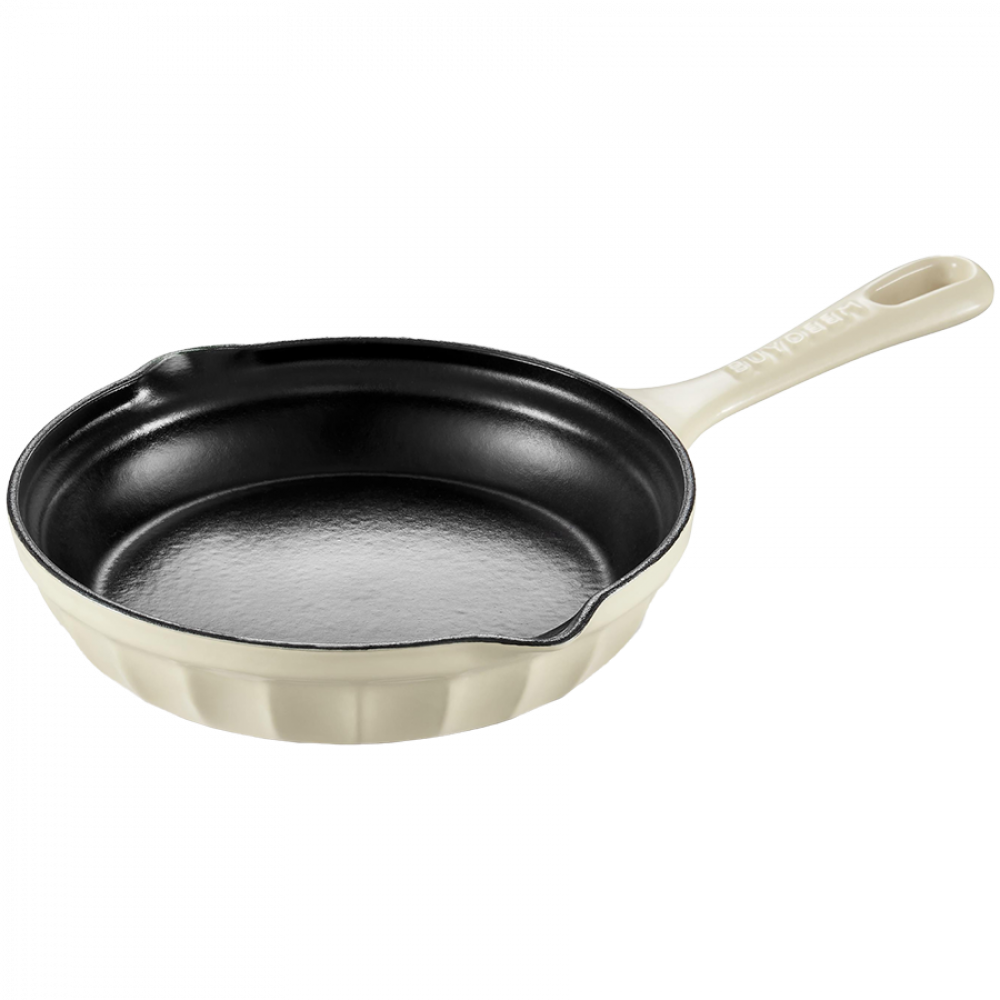 Buydeem CP542 Emaille-Gusseisenpfanne 21 cm cremeweiß