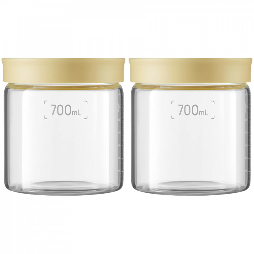 Buydeem CS1014 Yellow 700 ml Glass Jars, 2 pcs.