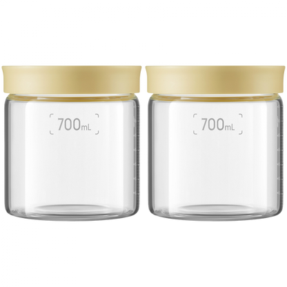 Buydeem CS1014 Yellow 700 ml Glass Jars, 2 pcs.