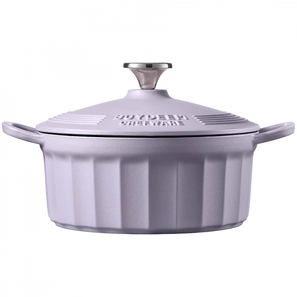 Buydeem CP521 Gusseisen-Emaille-Topf 2,9l Küchengerät Pastell-Lila