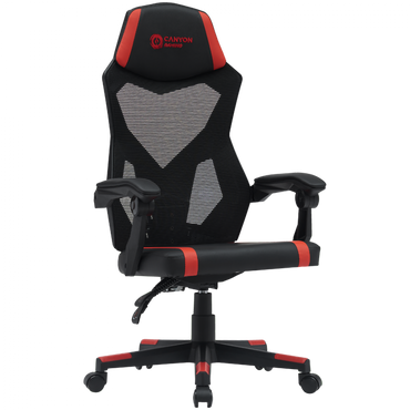 Fotel gamingowy ergonomiczny siatka mesh Canyon MCH01 czarno-czerwony