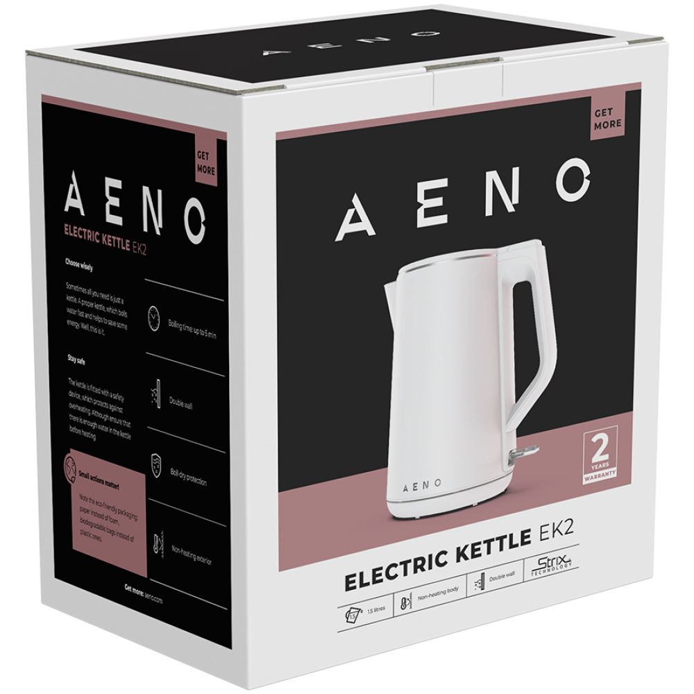 Aeno EK2 Wasserkocher 1,5 l mit Temperaturregelung weiß