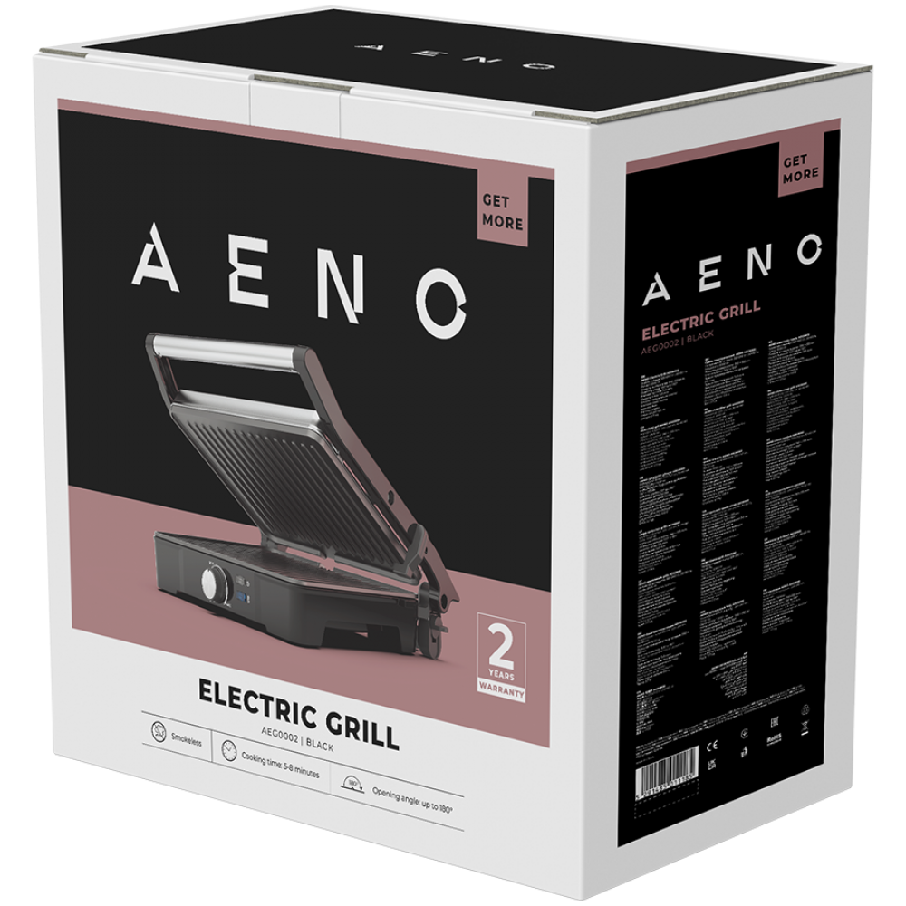 Elektrogrill 2000W mit Temperaturregelung Aeno EG2 schwarz