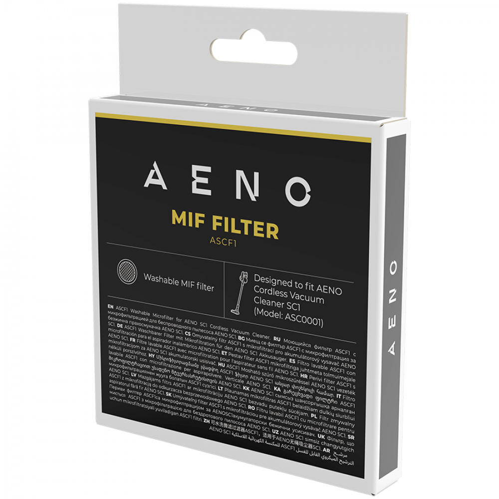 Abwaschbarer MIF-Filter für Aeno ASCF1 Staubsauger, 1 Stk., Schwarz