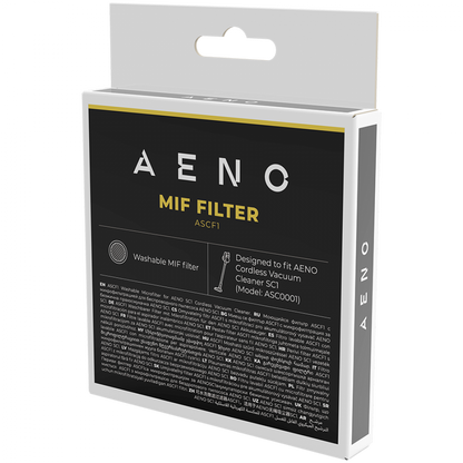 Abwaschbarer MIF-Filter für Aeno ASCF1 Staubsauger, 1 Stk., Schwarz
