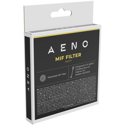 Abwaschbarer MIF-Filter für Aeno ASCF1 Staubsauger, 1 Stk., Schwarz