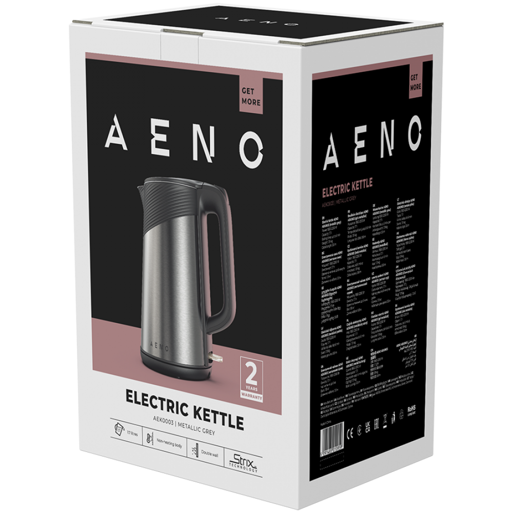 Wasserkocher 1,7 l Metallic Aeno EK3 Grau