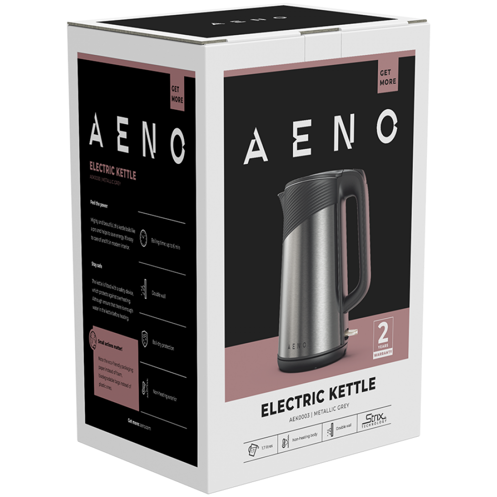 Wasserkocher 1,7 l Metallic Aeno EK3 Grau