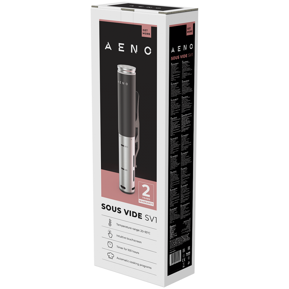 Sous Vide Aeno SV1 95°C 100h 4 Programme LCD IPX7 schwarz silber