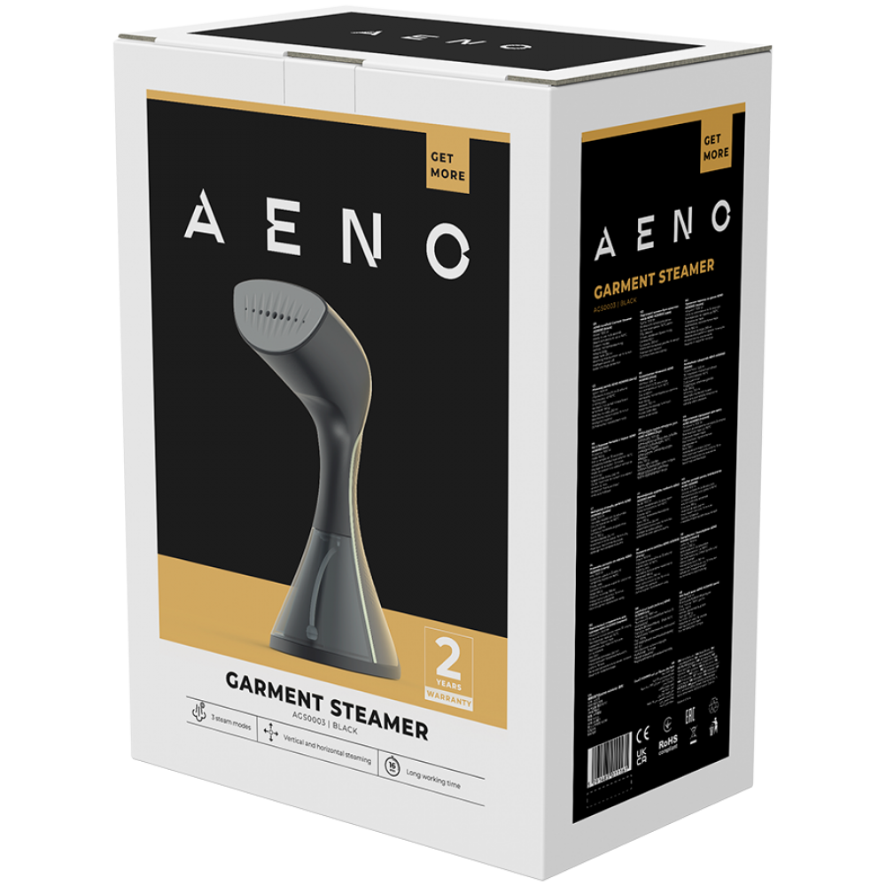 Garment Steamer 1500W Removable Tank 3 Modes Aeno GS3 Black