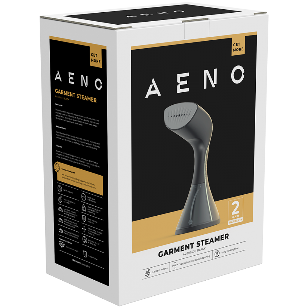 Garment Steamer 1500W Removable Tank 3 Modes Aeno GS3 Black