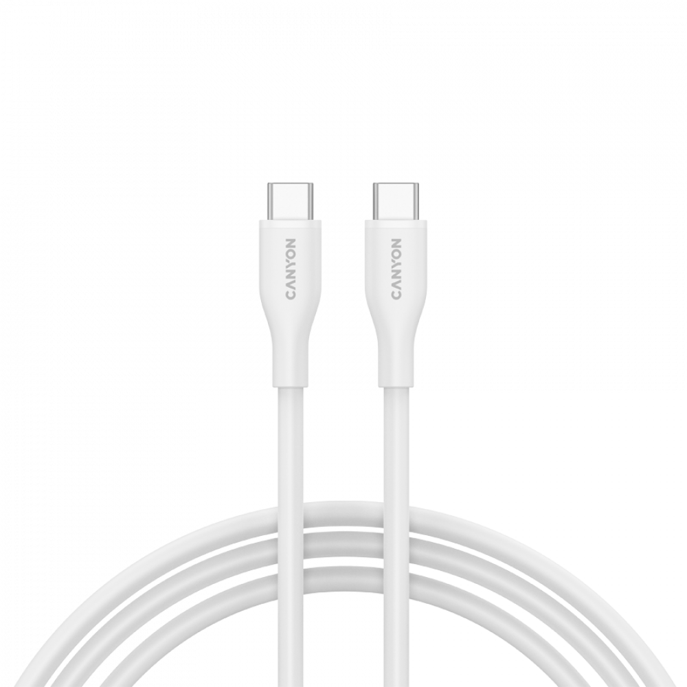 USB-C to USB-C 60W 1m Silicone Charging Cable Canyon CC60SC10 White