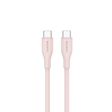 USB-C auf USB-C Kabel 60W 1m Silikon Canyon CC60SC10 Rosa-Sand