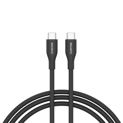 Kabel silikonowy USB-C - USB-C 60W 1m do ładowania Canyon CC60SC10 czarny