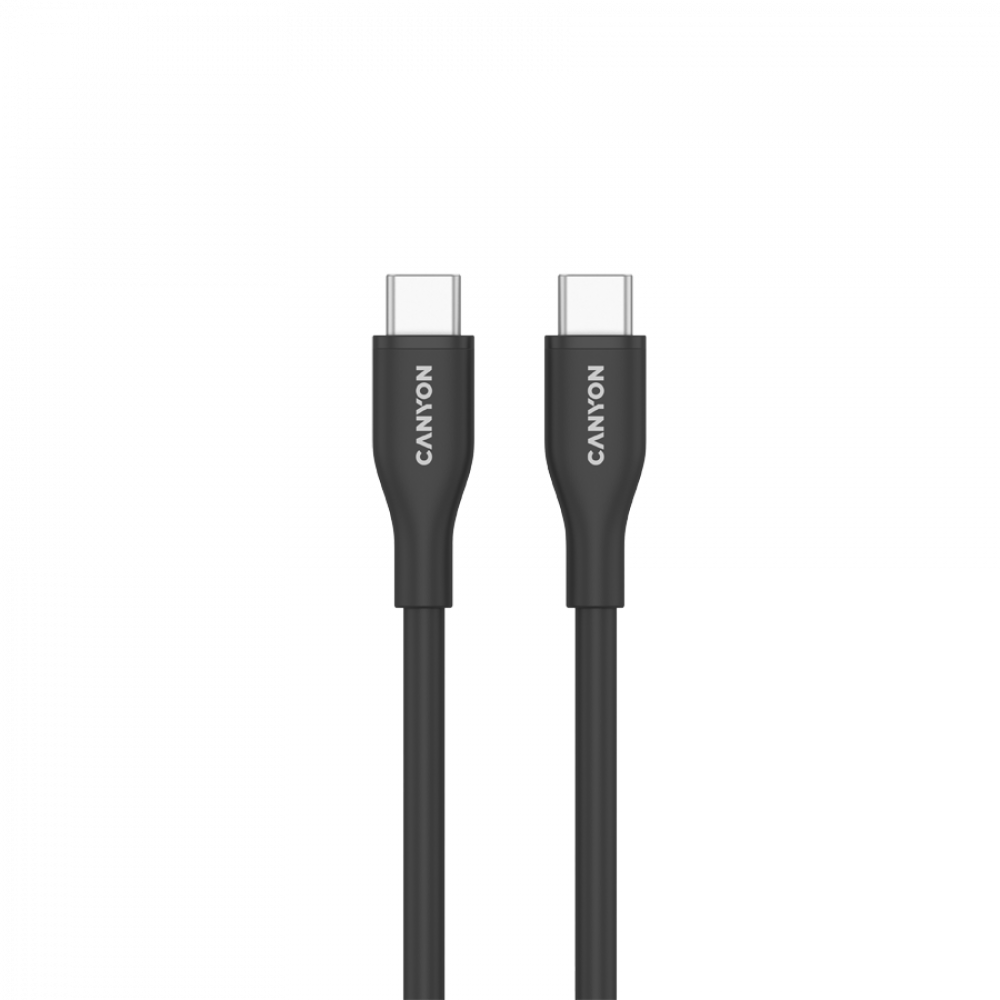 Kabel silikonowy USB-C - USB-C 60W 1m do ładowania Canyon CC60SC10 czarny