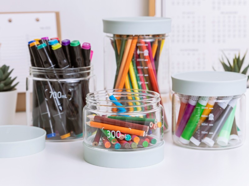 Buydeem CS1014 Grüne Glasgefäße 700 ml (2er Set) mit Deckel