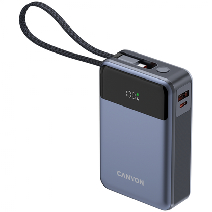 Powerbank 20000 mAh PD 65W z kablem Canyon OnPower 600 grafitowy