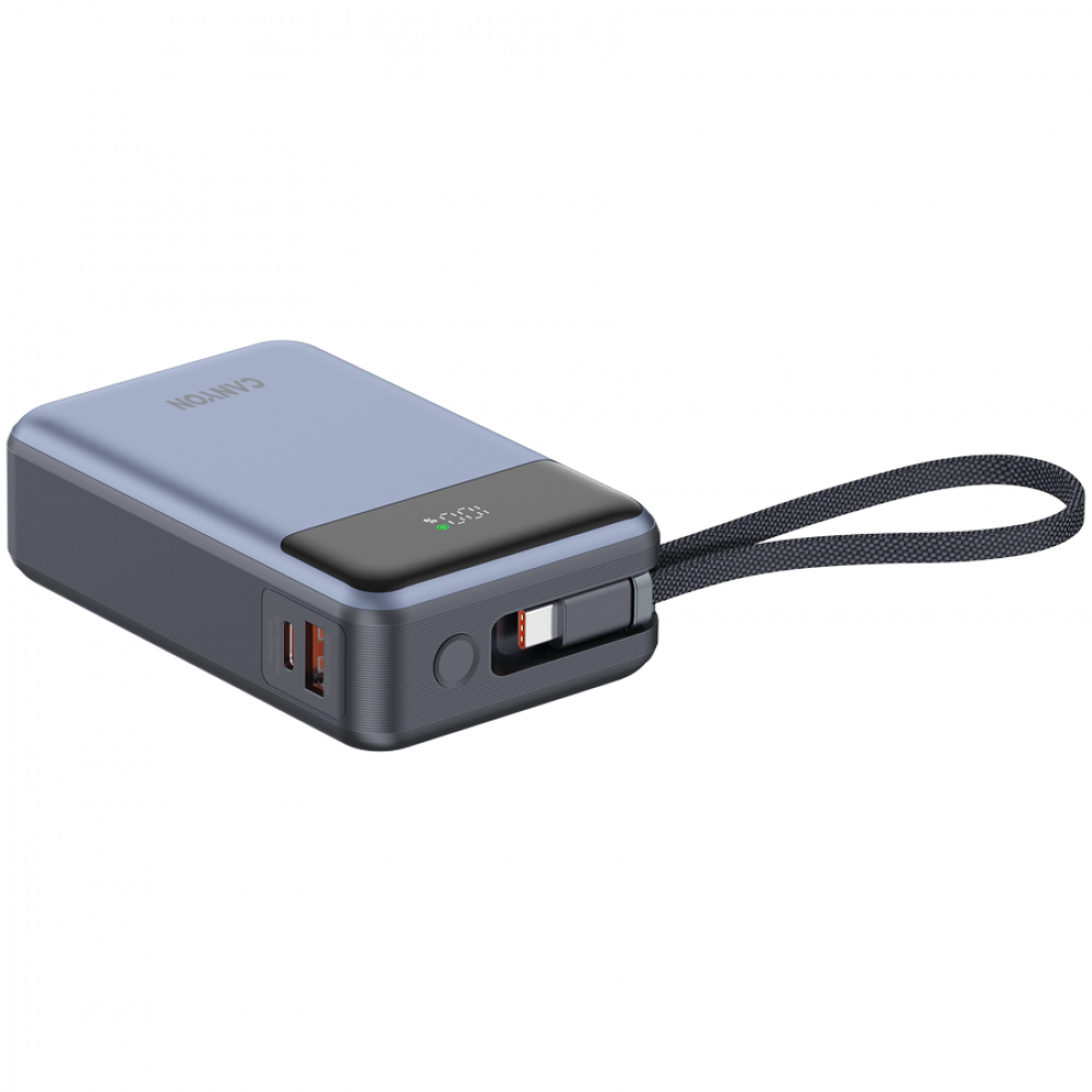 Powerbank 20000 mAh PD 65W z kablem Canyon OnPower 600 grafitowy