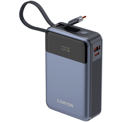 Powerbank 20000 mAh PD 65W z kablem Canyon OnPower 600 grafitowy
