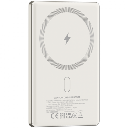 Power bank Magsafe 5000 mAh PD20W slim Canyon OnPower 505 beige