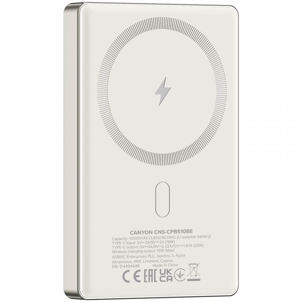 Powerbank 10000 mAh PD 20W slim Magsafe Canyon OnPower 510 beige