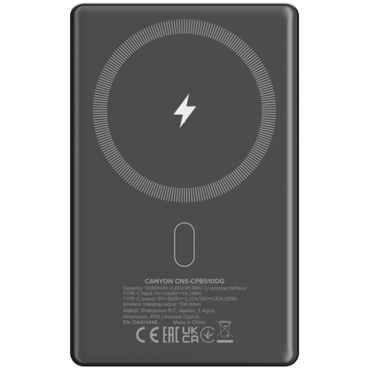 Powerbank 10000 mAh PD20W slim Magsafe Canyon OnPower 510 grau