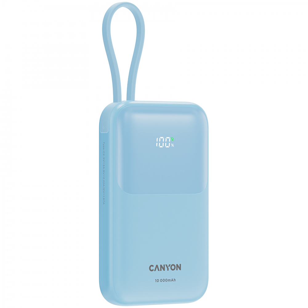 Powerbank 10000 mAh PD 22.5W with cable Canyon OnPower 101 blue