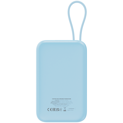 Powerbank 10000 mAh PD 22.5W with cable Canyon OnPower 101 blue