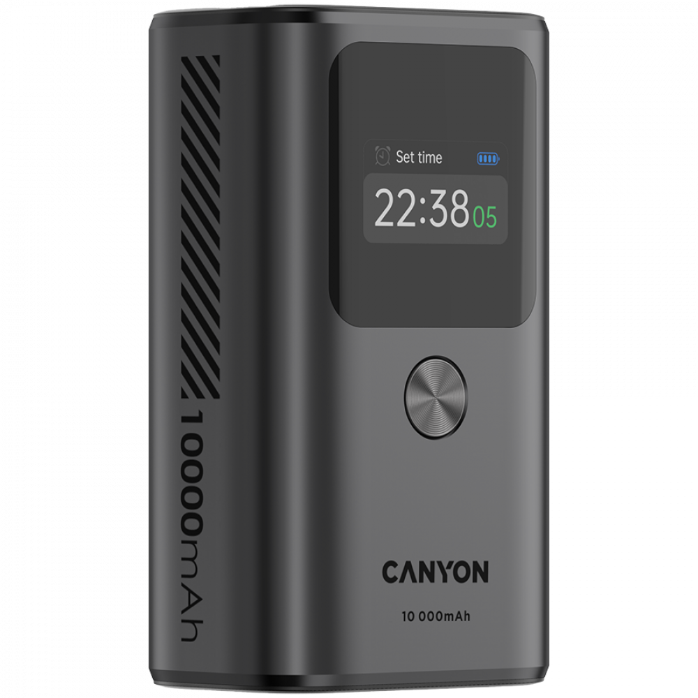 Powerbank 10000 mAh PD 30W TFT tragbar Canyon OnPower 130 Graphit