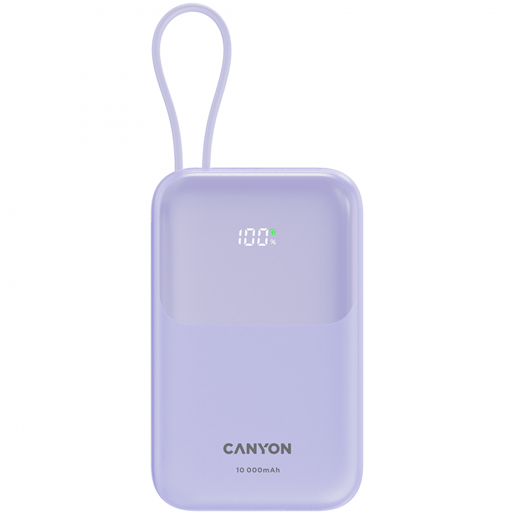 Powerbank 10000 mAh PD 22.5W mit Kabel Canyon OnPower 101 lila