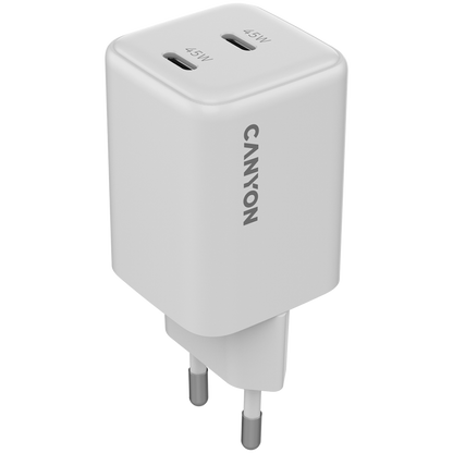 GaN-Netzladegerät 45 W 2xPD UK Canyon CU45AC weiß