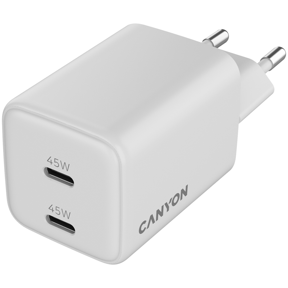 GaN-Netzladegerät 45 W 2xPD UK Canyon CU45AC weiß