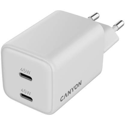 GaN-Netzladegerät 45 W 2xPD UK Canyon CU45AC weiß