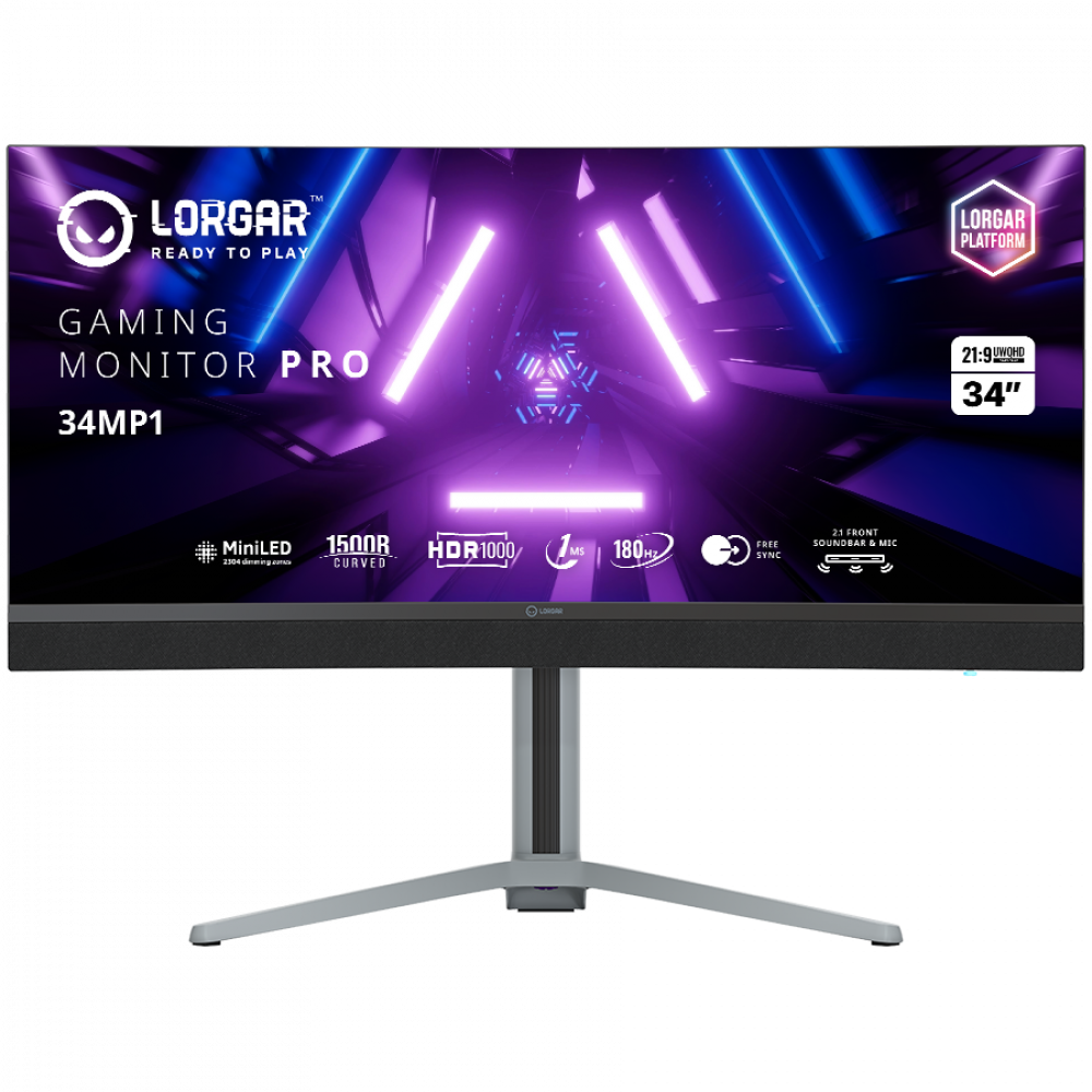 34 Zoll UWQHD Gaming-Monitor 3440x1440 Curved Lorgar schwarz