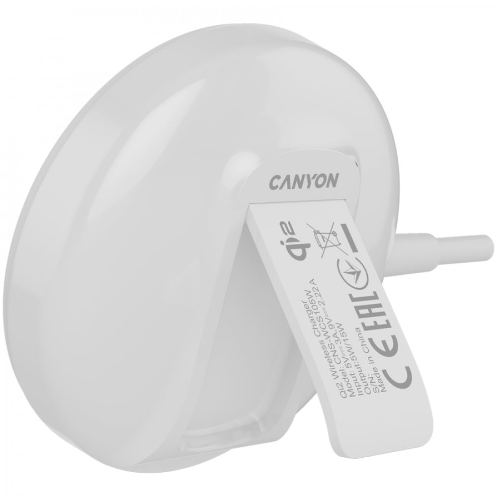 Ładowarka bezprzewodowa 15W Qi2 do telefonu Canyon WS-105 biała