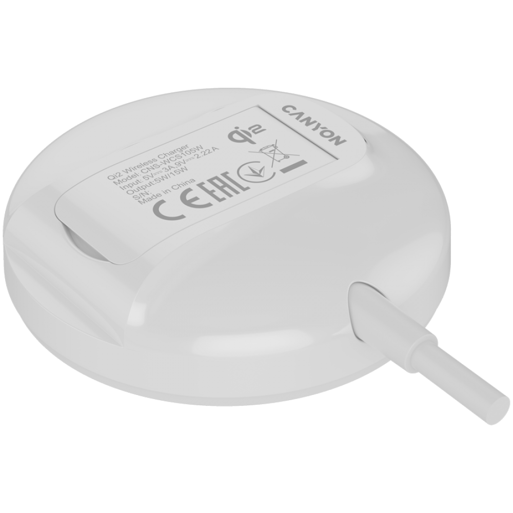 Ładowarka bezprzewodowa 15W Qi2 do telefonu Canyon WS-105 biała