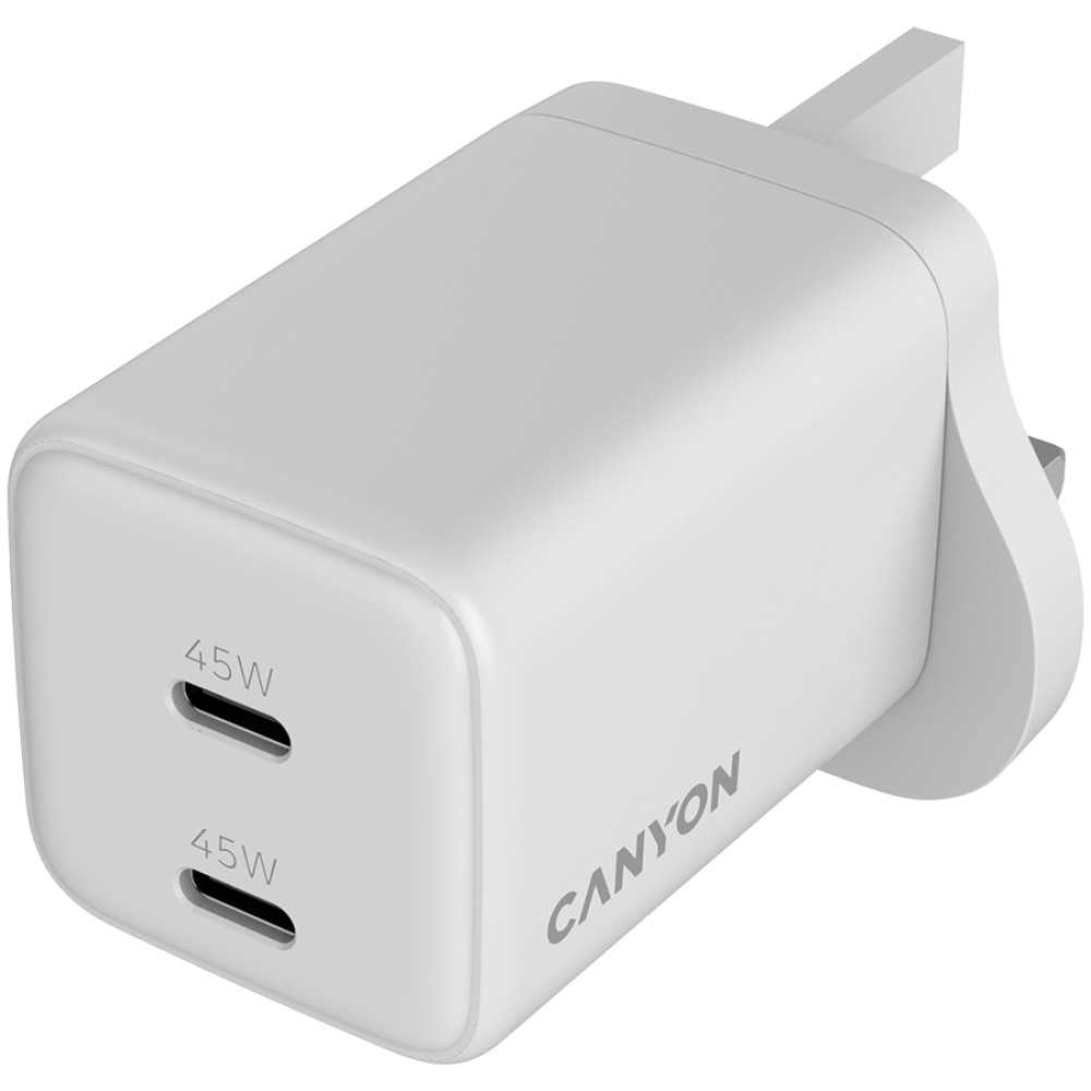 GaN-Netzladegerät 45 W 2xPD UK Canyon CU45AC weiß