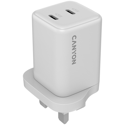 GaN 65W 2xPD 1xQC Netzladegerät UK-Stecker Canyon CU65ACC weiß